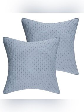 Levtex Home Cross Stitch chambray blue  Solid Euro Sham - Set of 2